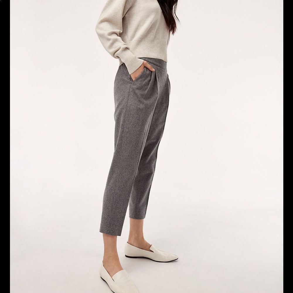 Aritzia Babaton Cohen Lt Grey Wool Crop Pants